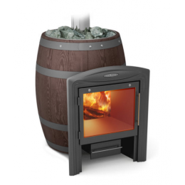 Дровяная печь для бани TMF Вариата Inox Витра Баррель палисандр